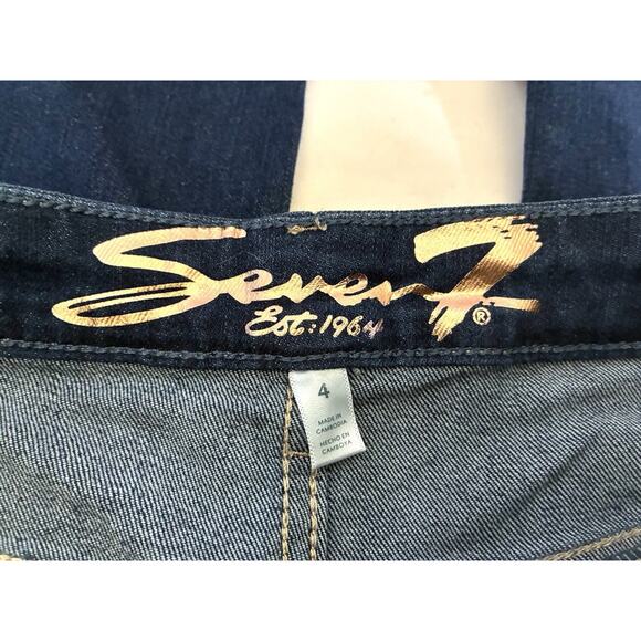 Seven7 High Rise Slim Flare Jeans – Dark Wash, Size 4 - Picture 3 of 7